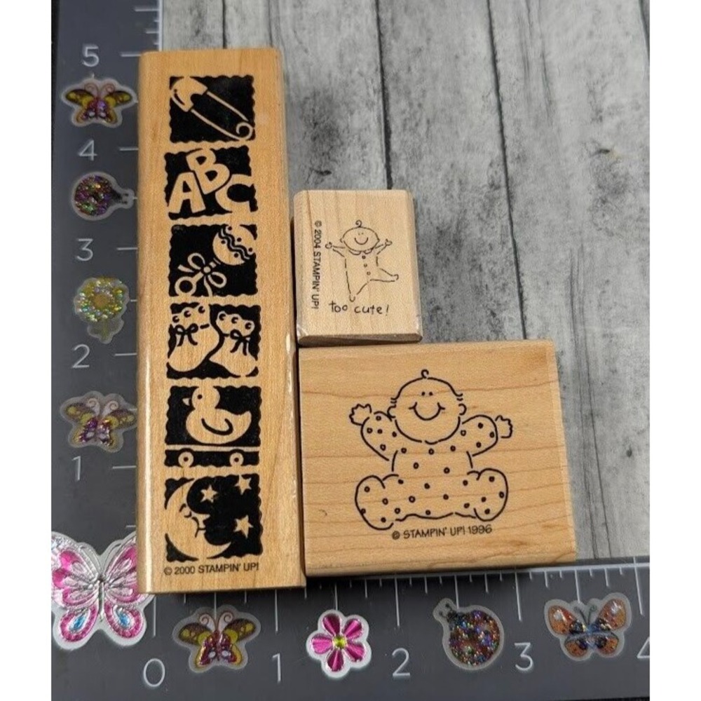 Stampin' Up! Baby Nursery Lot of 3 Rubber Stamp Wood #E98